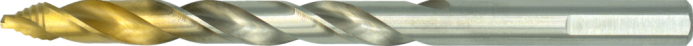 11.434Q ECO PRO HSS Spiralbohrer DIN 338 Stufenpunkt, TiN-Beschichtung, mit Dreiecksschaft, in Quadrobox mit Aufhängung
