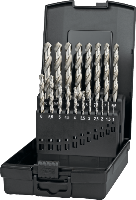 [19.127.1000] 19.127 ECO HSS Set Spiraalboren DIN 338 Kruisaanslijping, blank (1-10 mm x 0,5 mm)