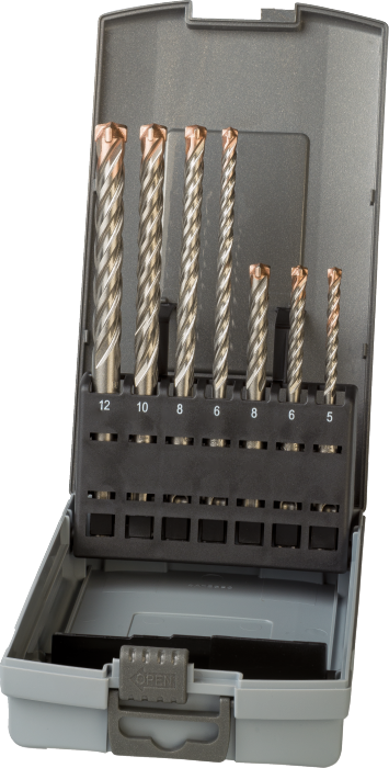 [19.376.0512] 19.376 HM-Spitze Hammerschlagbohrer-Set, SDS-PLUS mit 4 Flanken