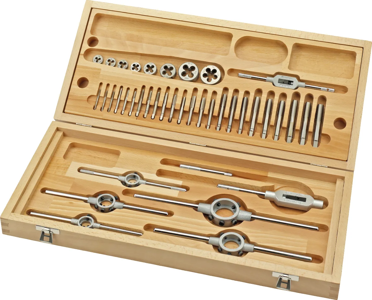 [29.120.7225] 29.120 ECO PRO HSS Set Draadsnijden in houten cassette (BSW 1/8-3/16-1/4-5/16-3/8-7/16-1/2-5/8-3/4-7/8-1″)