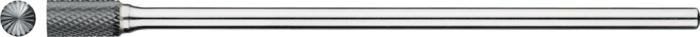 41.529 Hardmetaal Stiftfrees model B, cilindrisch met kopvertanding, schacht 6 mm, lang