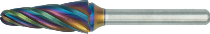 41.626 HP2 ALU Hardmetaal Stiftfrees model L, kegelvorm, met ronde kop, schacht 6 mm, ta-C