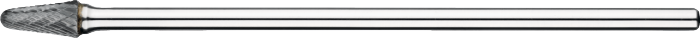 41.629 Hardmetaal Stiftfrees model L, kegelvorm, met ronde kop, schacht 6 mm, lang
