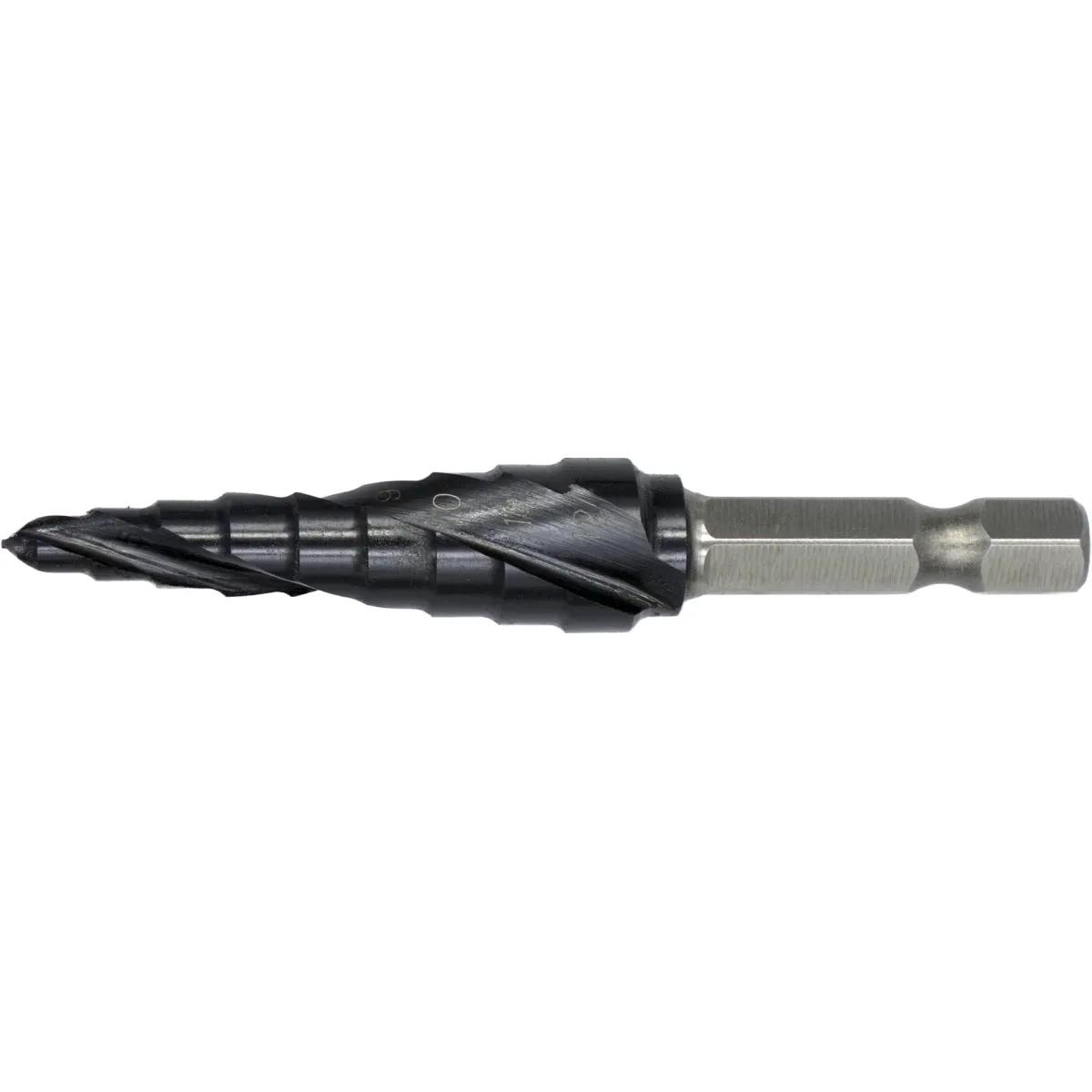 [44.126.0090] 44.126 HSS Stufen-Einstechbohrer, Ergo-Step DIN 3126-DIN ISO 1173 E6.3 spiralisiert, TiAlN, 1/4″ (6.35 mm) sechskantiger Schaft (4-5-6-7-8-9-10-11-12)