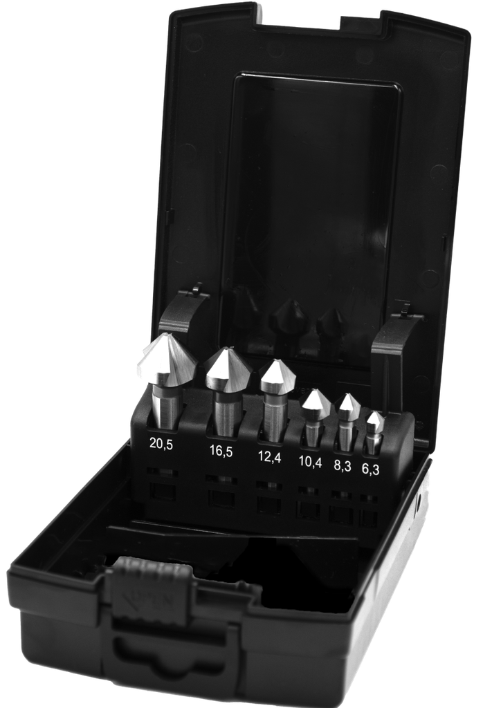 49.263 HP2 UNI HSS-E Set Vari Zinc Plated Screws DIN 335-C 42.547, 90°, 3 cutting edges