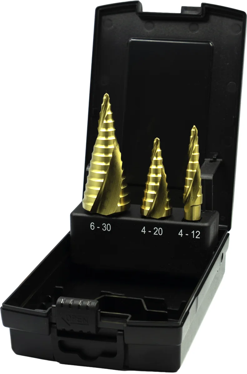 [49.417.1000] 49.417 HSS Set Getrapte Plaatboren, Ergo-Step gespiraliseerd, TiN