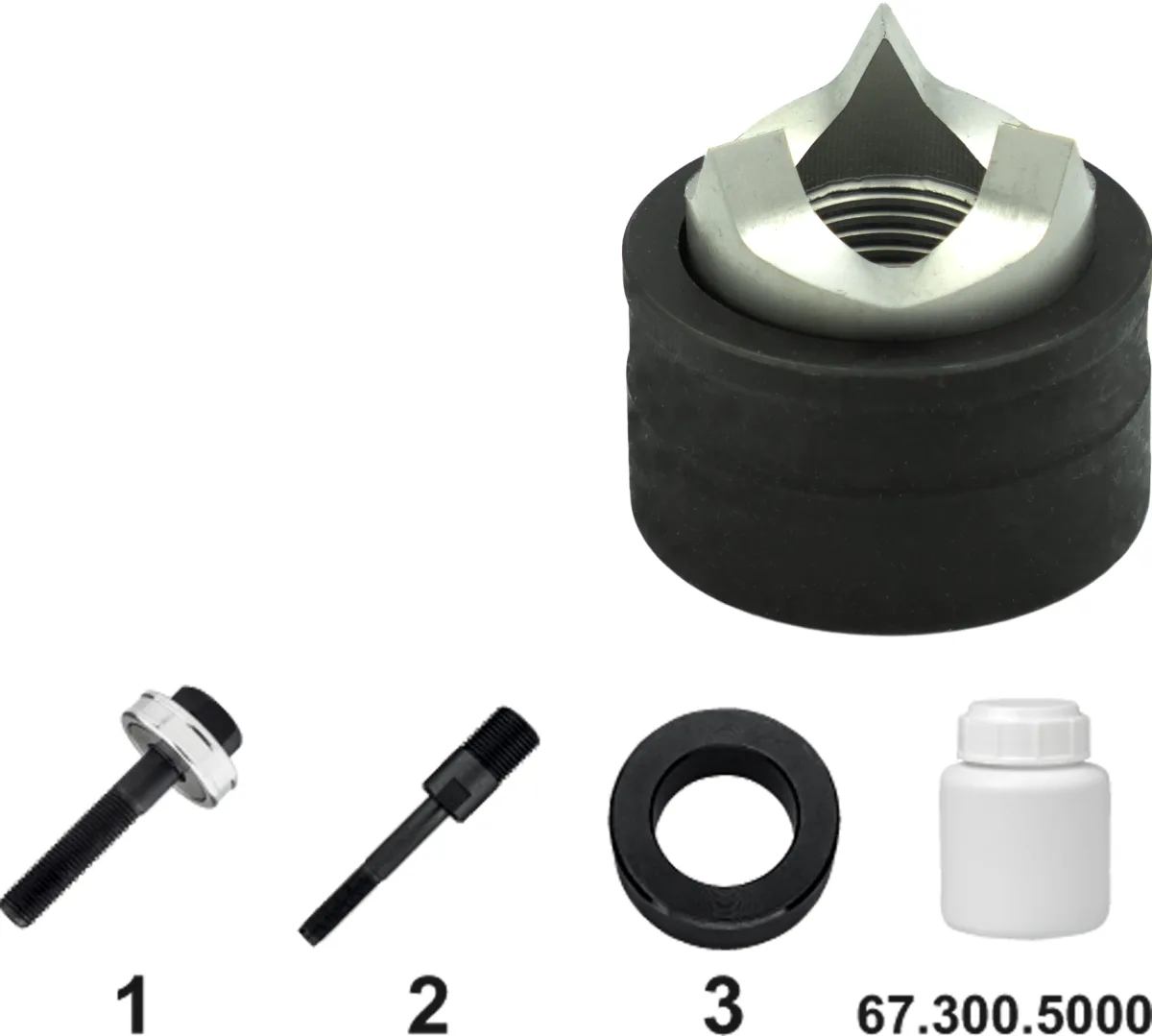 [67.130.1521] 67.130 Gatenpons met 3-voudig splijtstempel, voor hand- en hydraulisch gebruik, roestvaststaal, excl. bout (15,2 mm)