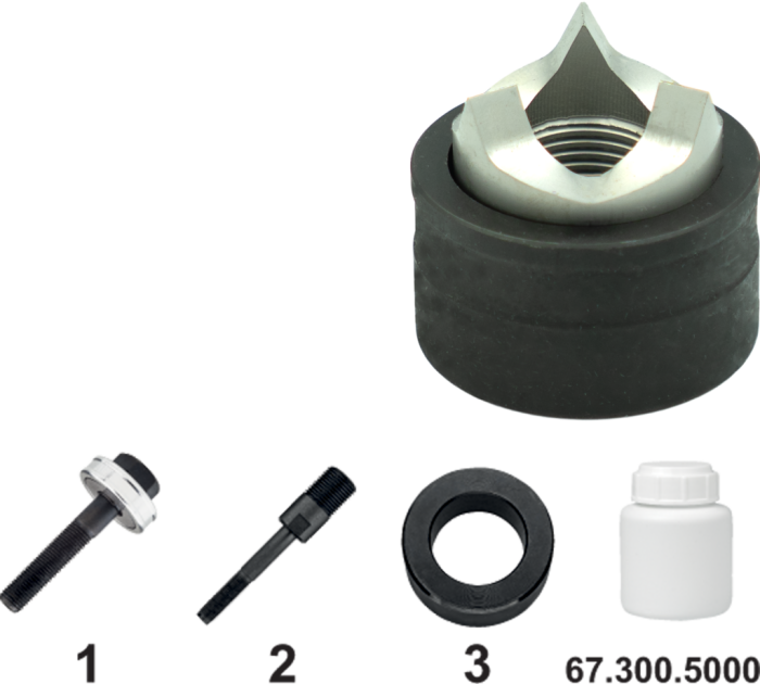67.130 Gatenpons met 3-voudig splijtstempel, voor hand- en hydraulisch gebruik, roestvaststaal, excl. bout