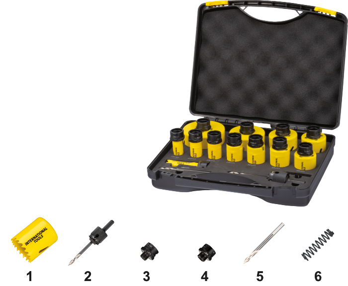 [69.092.1200] 69.092 ECO PRO HSS-Co 8% Bi-Metal Set Counterbore 61.090, with Universal Quick-Change holder and adapters (16, 19, 22, 25, 29, 32, 35, 38, 44, 51, 64, 76 mm)