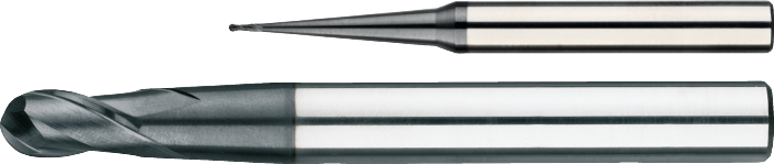 [36.285.0111] 36.285 fraise à rayon précision en métal dur, 2-dents AlTiN-X, HRC 30-65 (1 mm, l4 23 mm · d3 2 mm · α1 1°30' · l1 60 mm)