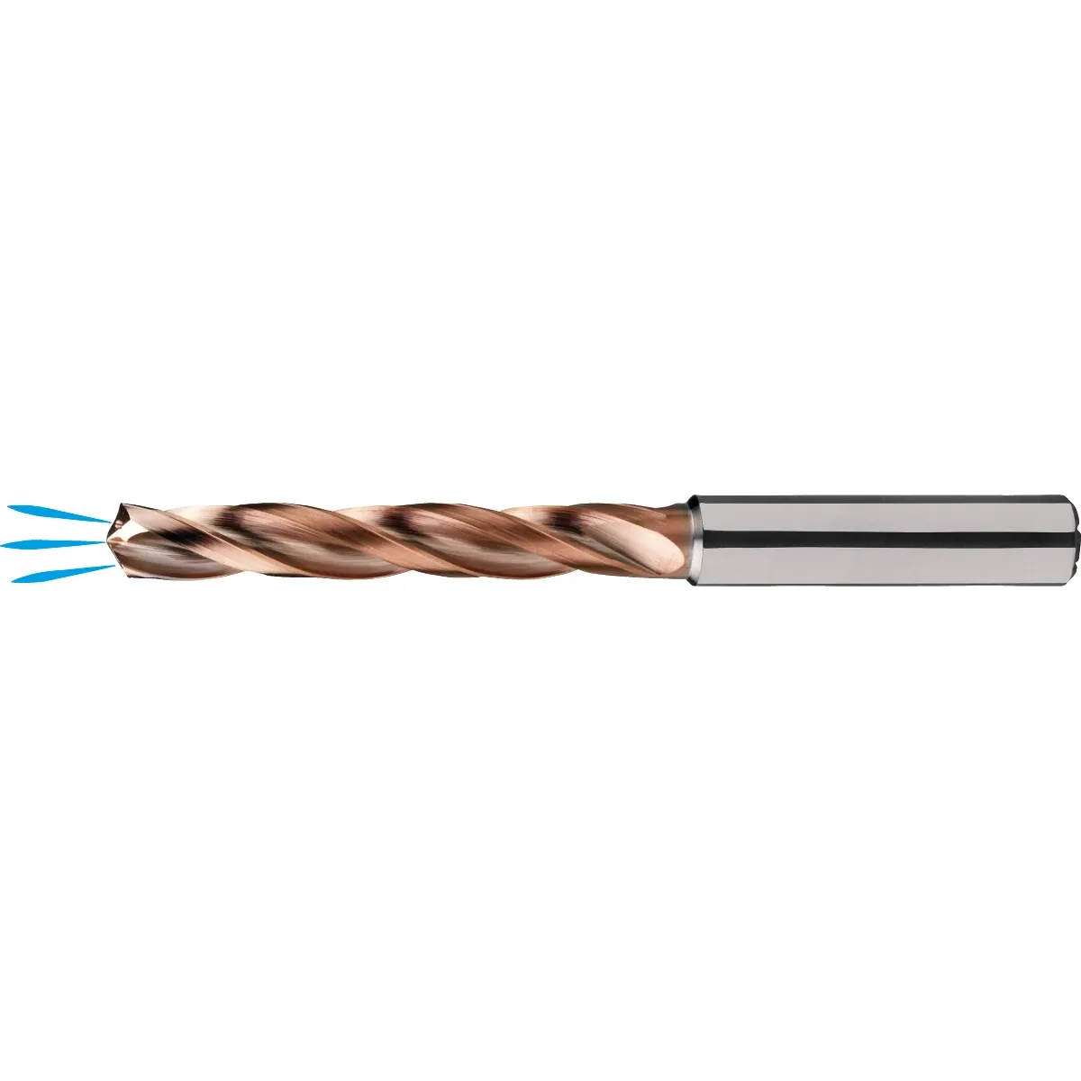 [11.245.0500] 11.245 Hard metal Spiral drill DIN 6537-L 5xD High-Feed, with coolant channel, AlCrN-X, 3 cutting edges (5 mm, 6 mm)