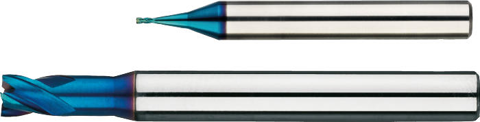[34.400.0100] 34.400 Volhardmetaal HSC Schachtfrees, 4-snijder TiAlSiN, verjongde schacht (nek), HRC 45-70 (1 mm, 6 mm)