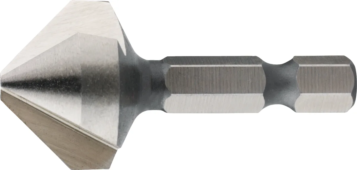 [42.543.0630Q] 42.543Q ECO HSS Verzinkboor DIN 3126-DIN ISO 1173 E6,3 90°, 3 snijkanten, 1/4″ (6,35 mm)-zeskant bitopname, in Quadrobox met ophangoog (6,3 mm, M3)